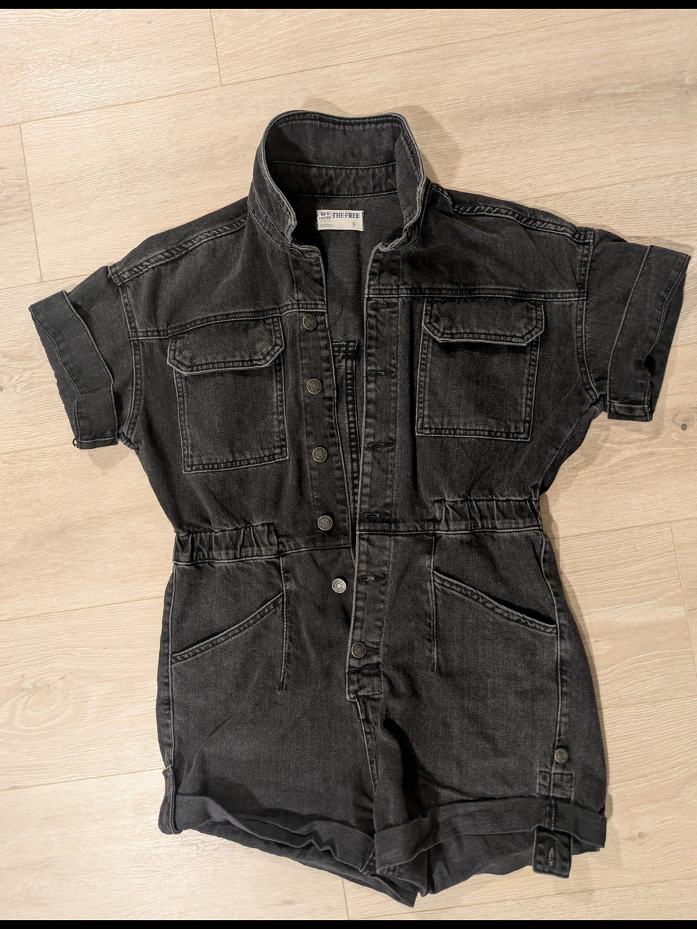 We The Free Black Denim Romper